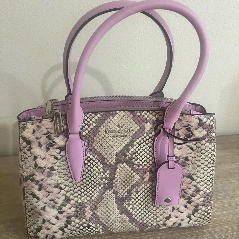Elegant Kate Spade Snakeskin Pattern Handbag with Lavender Accents